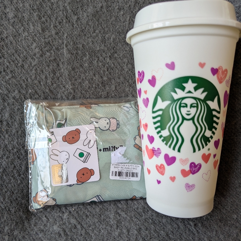 SOLD Starbucks Asia x Miffy foldable tote bag in dusty green color BNWT - Picture 5 of 5